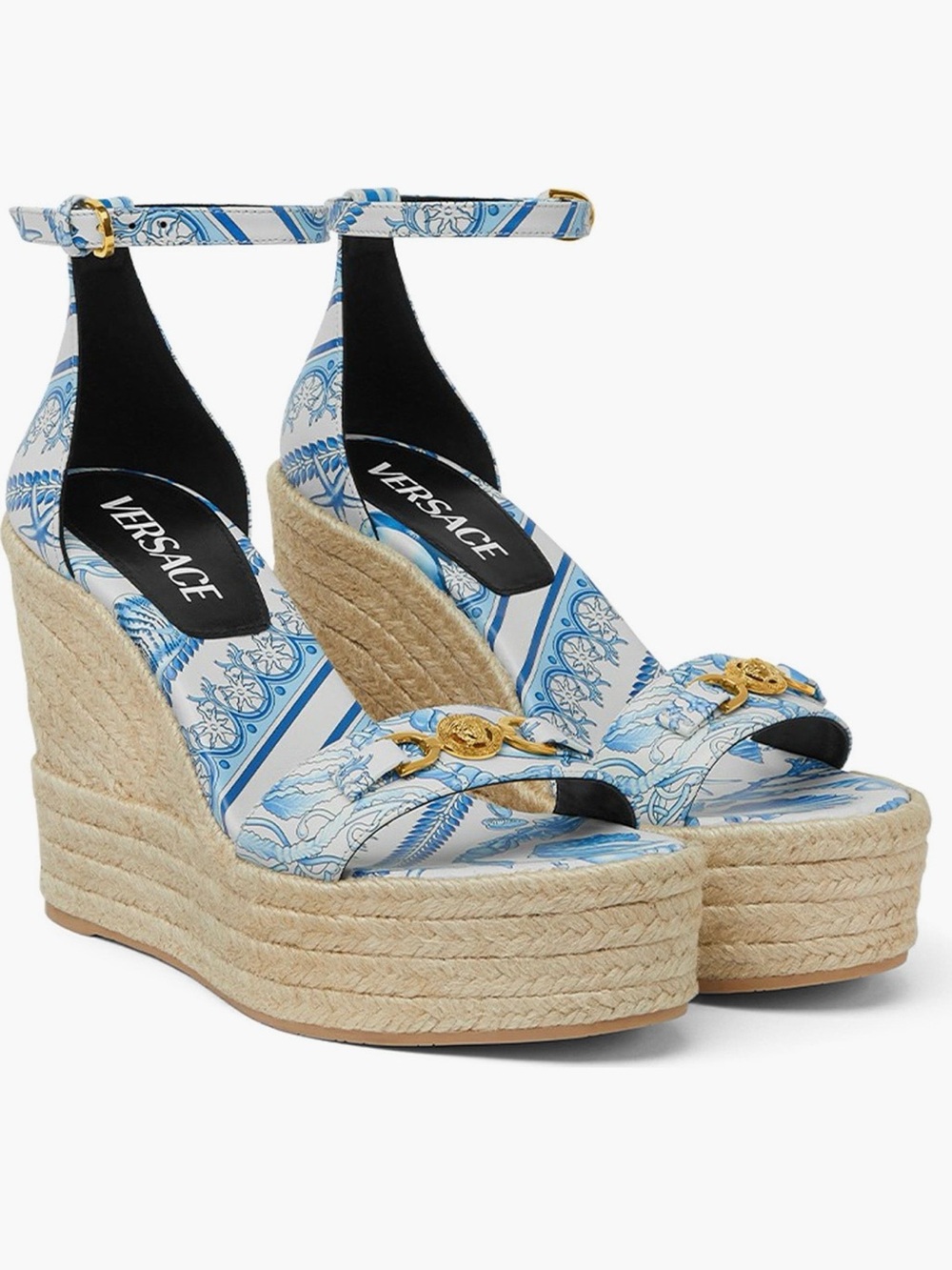 New Authentic Versace Medusa Espadrille Wedge Sandal Size 10 US/40 EU